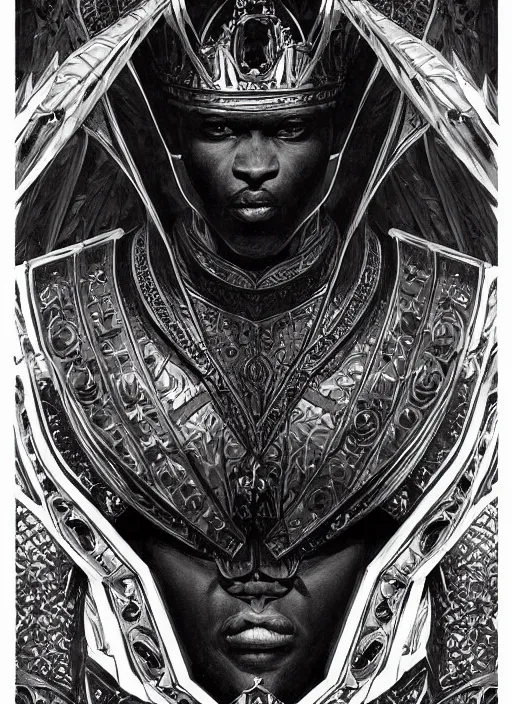 Prompt: digital _ painting _ of _ black king _ by _ filipe _ pagliuso _ and _ justin _ gerard _ symmetric _ fantasy _ highly _ detailed _ realistic _ intricate _ port