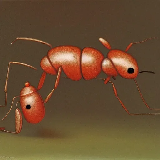 Image similar to a botero painting of a huminoid ant