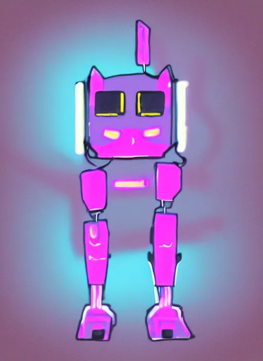 Prompt: a pink neon cat mecha robot