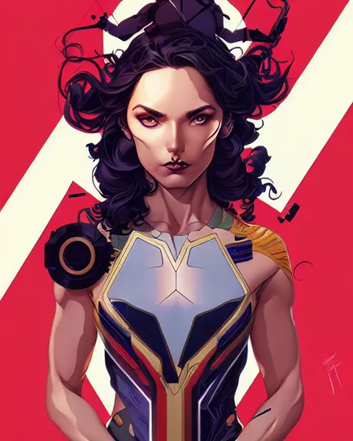 Image similar to artgerm, joshua middleton and sandra chevrier comic cover art, full body pretty female space pirate, symmetrical eyes, symmetrical face, long curly hair, beautiful, rim lighting, vivid colors