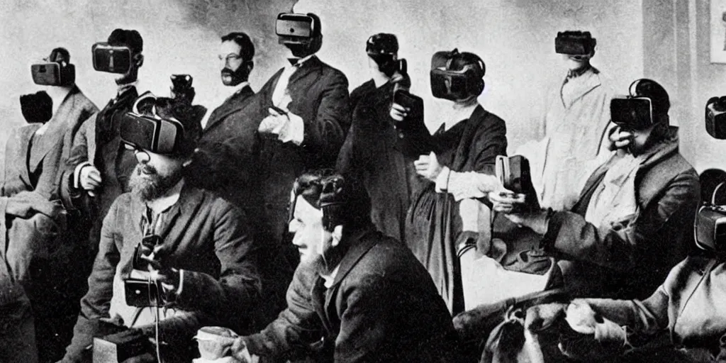 Image similar to 1 9 0 0 s photo of people using iphones ipods virtual reality headsets vr watching hd tv