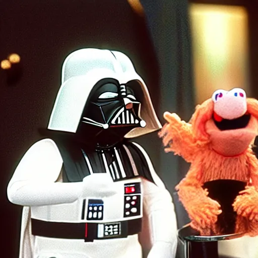 Prompt: darth vader hosting the muppet show