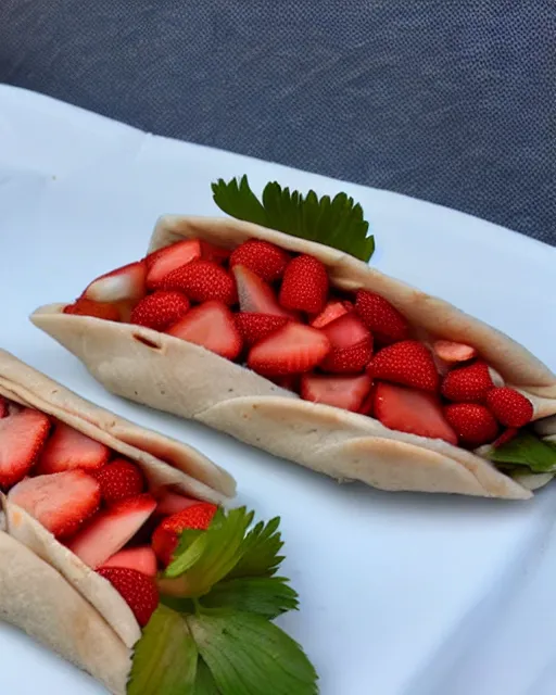 Image similar to a shwarma made out of strawberries