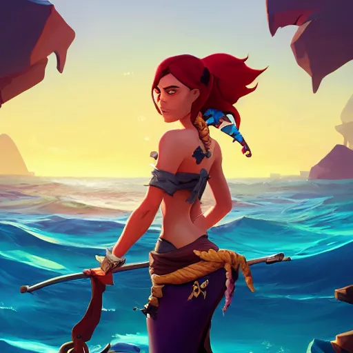 Image similar to jack the pirate mermaid on sea of thieves game avatar hero, behance hd by jesper ejsing, by rhads, makoto shinkai and lois van baarle, ilya kuvshinov, rossdraws global illumination