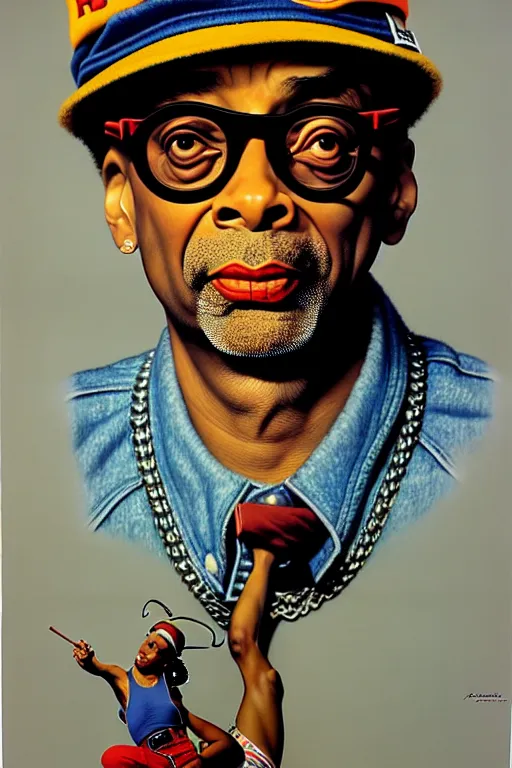 Prompt: spike lee by gil elvgren and norman rockwell and rob gonsalves and hajime sorayama, hyperrealistic, high detail, ultra detailed, highly detailed face, ruffled fabric