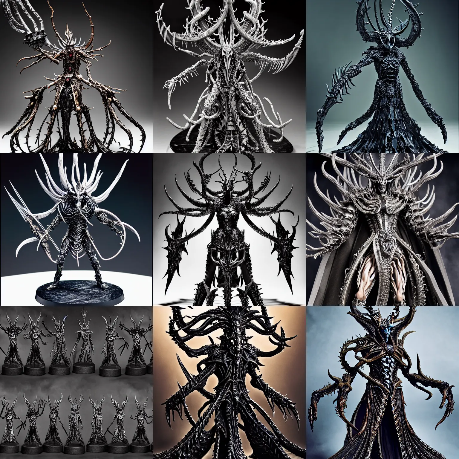 Prompt: nagash editorial, warhammer nagash haute couture, godlike lich by iris van herpen leading his army, still image from prometheus