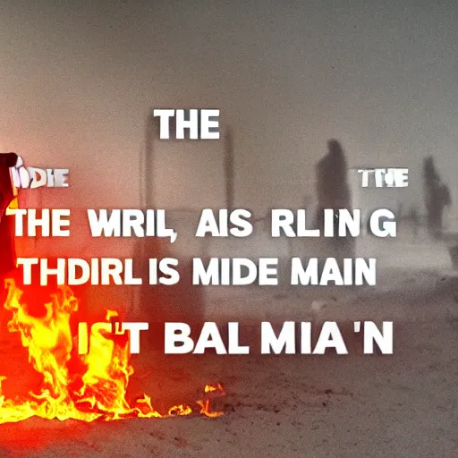 Image similar to the world is burning and just a man was alive crying in the middle hd detailled