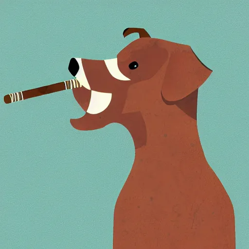 Prompt: illustration of boxer dog with military helmet and cigar in mouth, ww 2