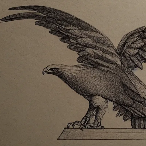 Image similar to Technical drawing of an eagle with a detailed description. Leonardo Da Vinci style