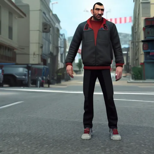 Image similar to niko bellic made by disney pixar, cgi