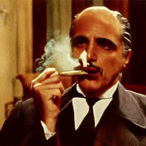 Image similar to A still of a cat smoking a cigar in The Godfather (1972)