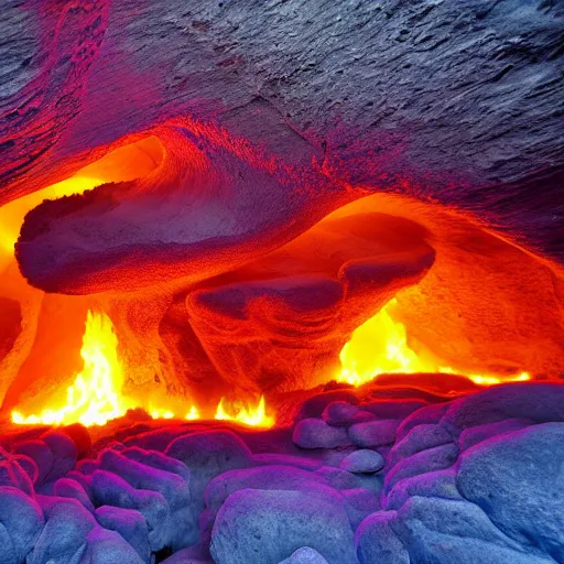 Prompt: magical caves of fire and ice