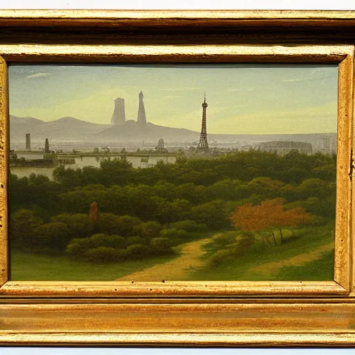 Image similar to 1750 Paris, in the style of the Hudson River School