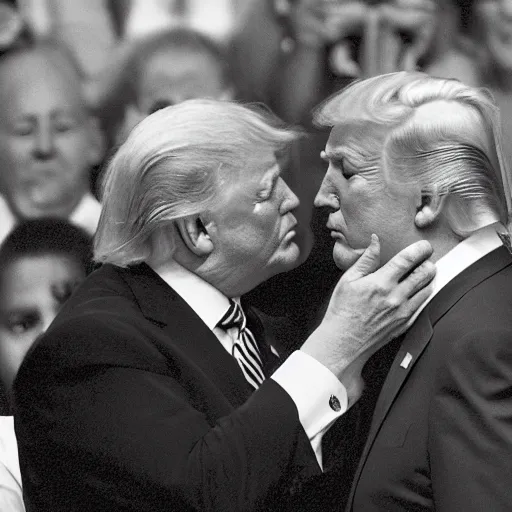 Image similar to joe biden kissing donald trump, photograph