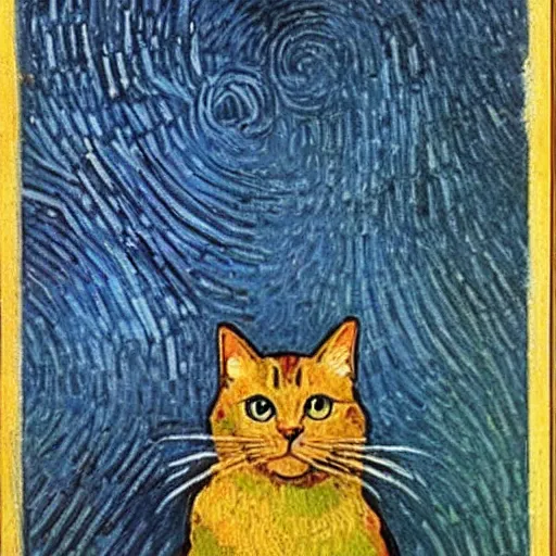 Image similar to a cat by van gogh