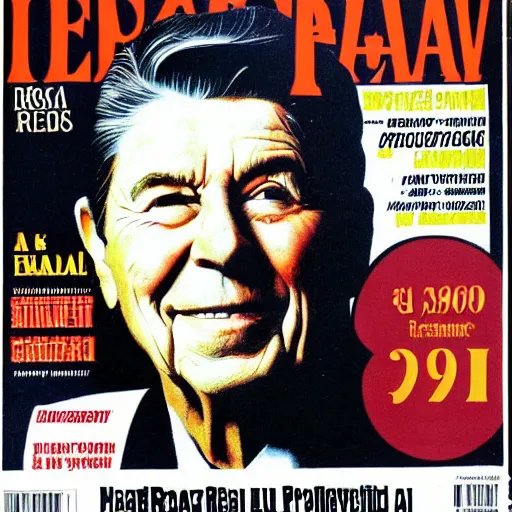 Prompt: Reagan on the cover of Pravda