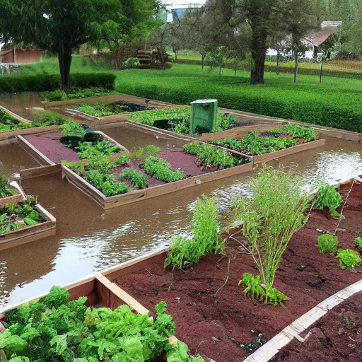 Image similar to The outdoor gardening center section of a Lowe's, completely flooded