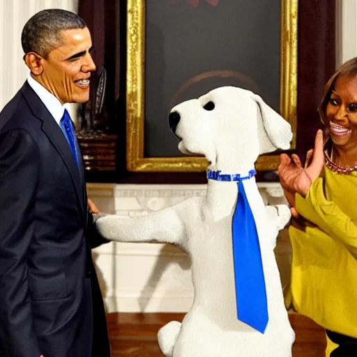 Image similar to president obama awarding the medal of freedom to scooby doo