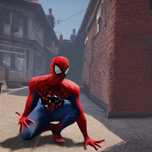 Image similar to spiderman in red dead redemption 2