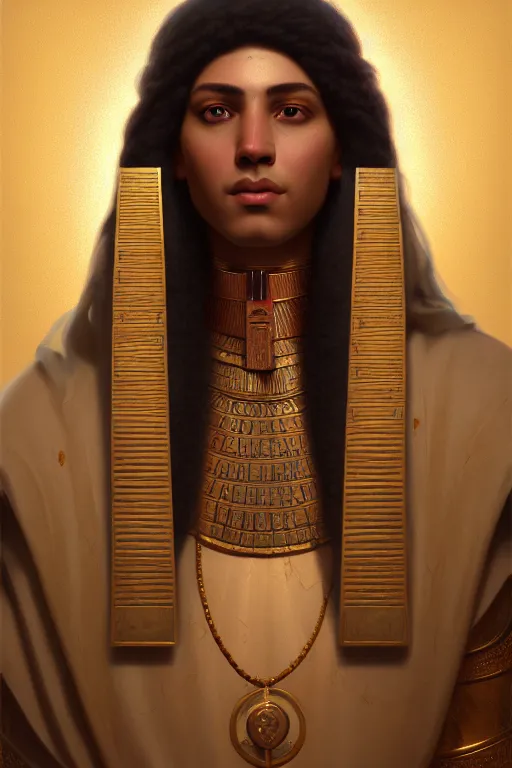 Image similar to a portrait of Ramesses II, illustration, soft lighting, soft details, painting oil on canvas by Edmund Blair Leighton and Charlie Bowater octane render trending on artstation d&d characters, 4k, 8k, HD