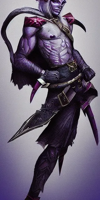 Image similar to D&D style drow fighter, photorealistic