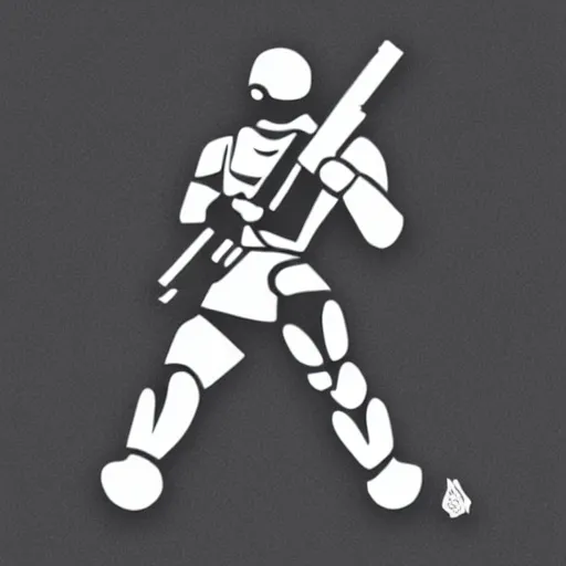 Prompt: slick minimalist line logo of a ghosly figure holding a sniper rifle