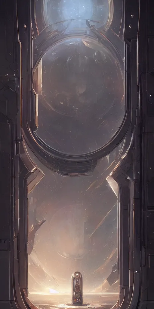 Image similar to hyper realistic art - deco sci - fi double door by jordan grimmer, darek zabrocki