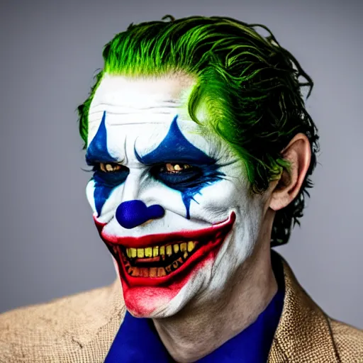 Prompt: professional portrait of the 2 0 1 9 joker wearing a imperial gallic c helmet, 8 k, very detailed, very intricate,