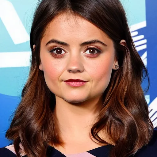 Image similar to jenna coleman transformed into humanoid fox, fox ears, fox face, fox features