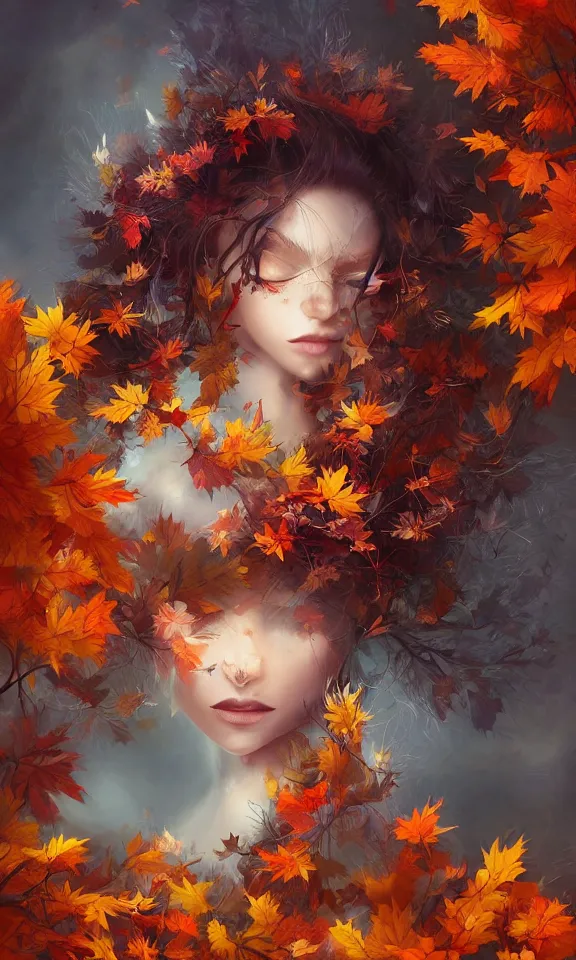 Image similar to beautiful autumn spirit, digital art, concept art, fantasy art, highly detailed, hd wallpaper, artstation, deviantart, behance