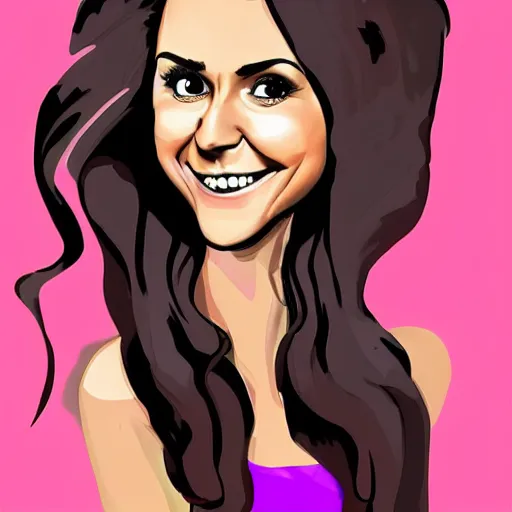 Image similar to Cartoon caricature of Nina Dobrev, silly