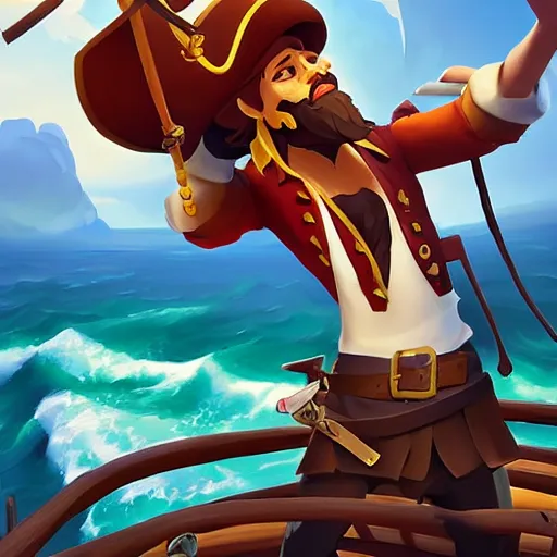 Image similar to painting jack the pirate on sea of thieves game avatar hero smooth face median photoshop filter cutout vector behance hd by jesper ejsing, by rhads, makoto shinkai and lois van baarle, ilya kuvshinov, rossdraws, illustration, art by ilya kuvshinov and gustav klimt