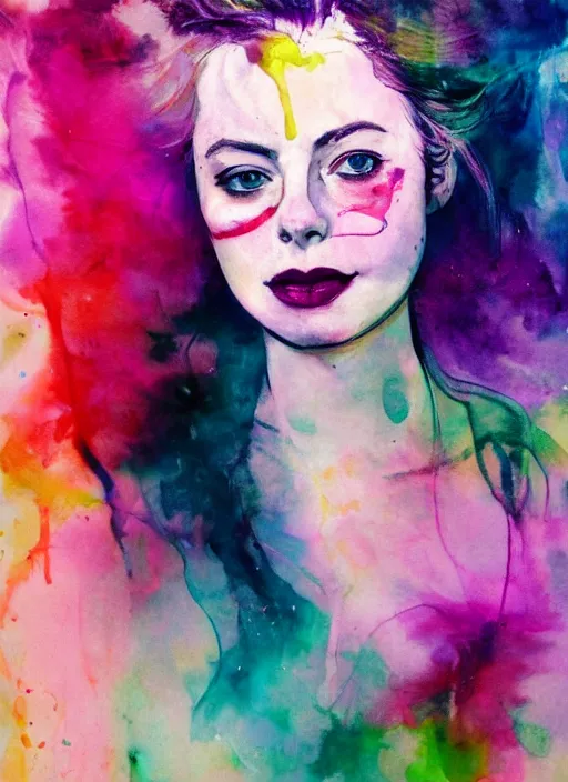 Prompt: gillian jacobs by agnes cecile pastel light colours ink drips autumn lights