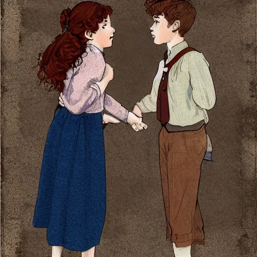 Image similar to Gilbert Blythe from anne with an e as college students, digital art