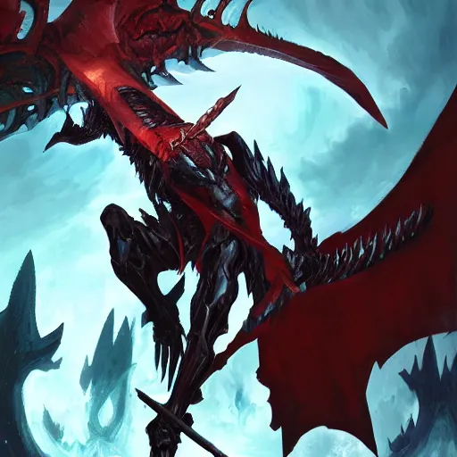 Prompt: aatrox as a nightbringer by greg rutkowski