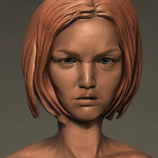 Prompt: realistic portrait sculpture of angry girl angel