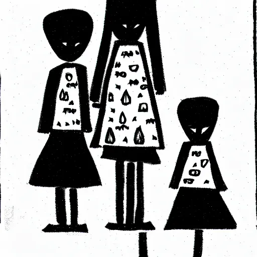 Image similar to psychopath child drawing of a creepy family.