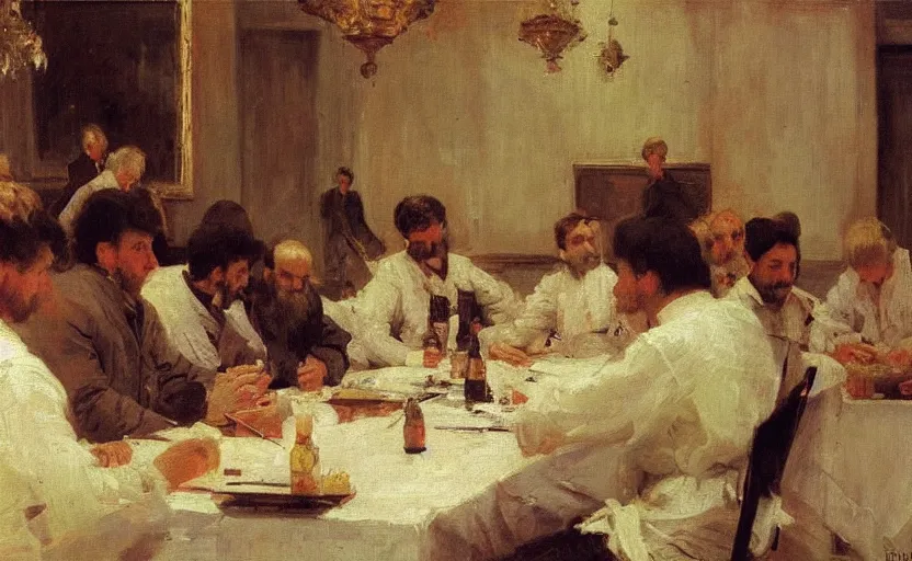 Image similar to high quality high detail painting by ilya repin, business meeting, hd