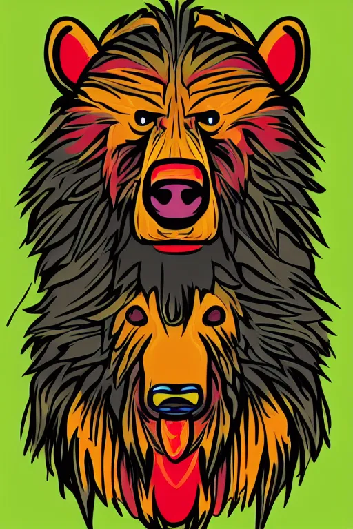 Prompt: portrait of a war bear, art by kiko rodriguez, sticker, colorful, illustration, highly detailed, simple, smooth and clean vector curves, no jagged lines, vector art, smooth