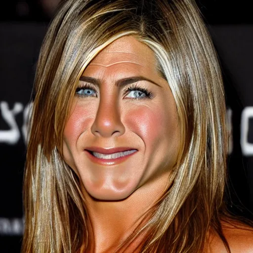 Prompt: jennifer aniston mouth wide open