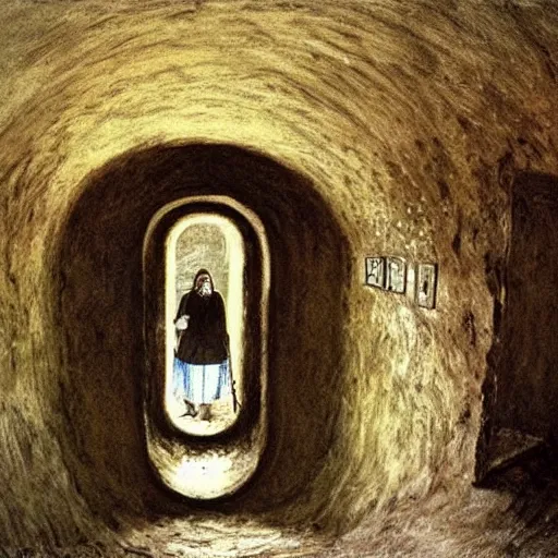 Image similar to tzar and tzarina are killed with magic happens in an underground celler, levitan, russia