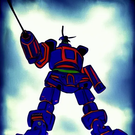 Image similar to a giant robot samurai. anime