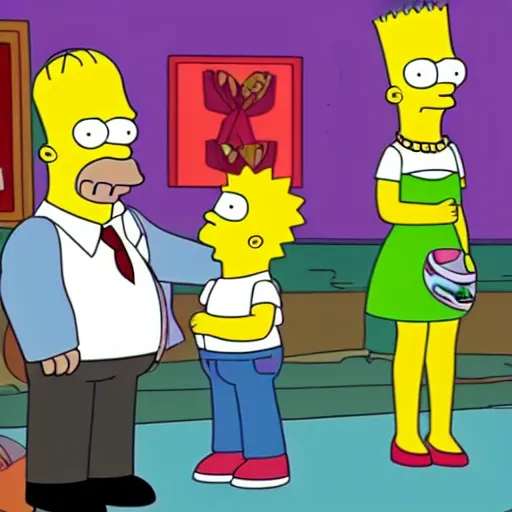 Image similar to melanchon is spanking a kid version of macron, in a episode from the simpson