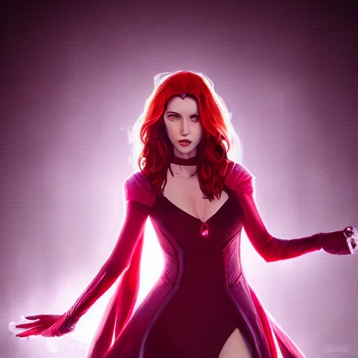 Prompt: still of scarlet witch in arcane, arcane art style, arcane aesthetic, artstation, cgsociety contest winner