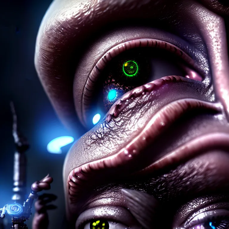 Image similar to ultra realistic beautiful cyborg deity eyes closed, fantasy, intricate details, movie still, highly detailed, photorealistic, octane render, eerie, 8k