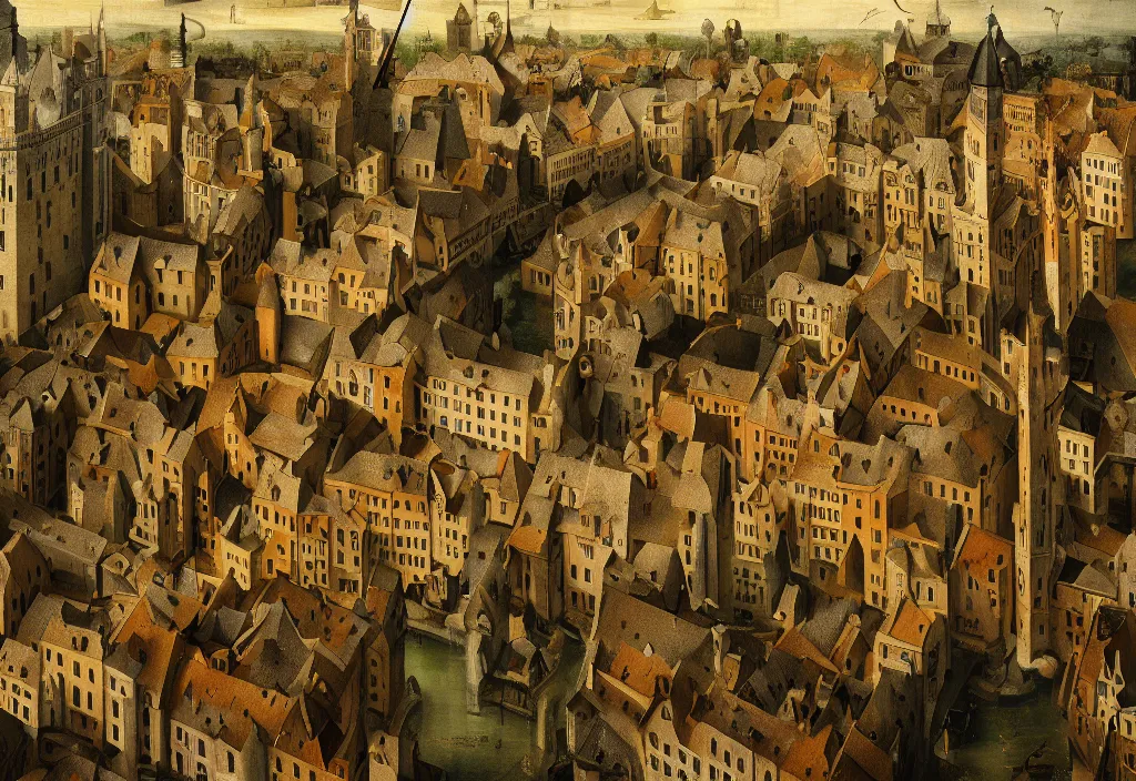 Image similar to accidentally wes anderson award - winning photograph of a medieval city, art by hieronymus bosch, art by greg rutkowsky, trending on artstation, cinematic lighting, filmic grain, golden hour, detailed, 4 k