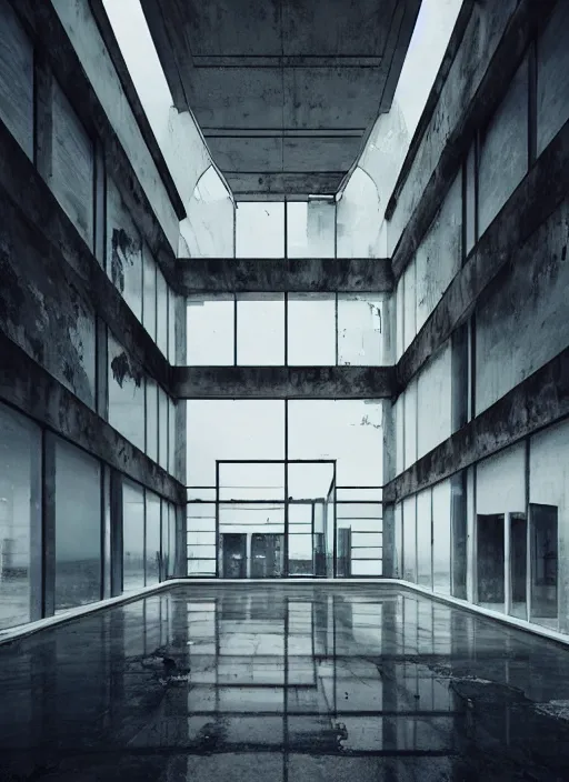 Prompt: “derelict architecture single building , the windows are broken, building designed by architect Oscar Niemeyer, architecture digest, building surrounded in a luxury environment, bright tones, fluorescent lighting,volumetric Lighting, photorealism, high detail, golden ratio, cinematic, octane renderer”