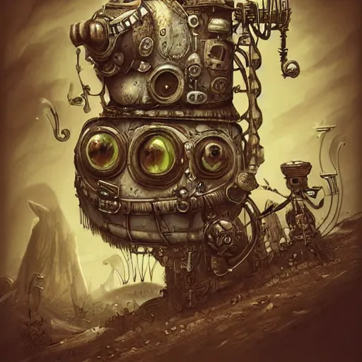 Image similar to machinarium art, steampunk style, fantasy style, super high detail, super high quality, talented artist, trending on artstation