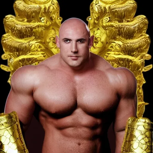 Image similar to the coolest looking muscle pig man wearing a gold crown on his head