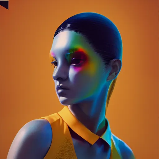 Image similar to abstract 3d female in a modern nike suite age 14 by james jean and Jason Chan, rendering, redshift, octane
